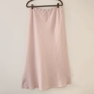 Bryn Walker Light Pink Linen Maxi Skirt XL. Color is Tuberose.